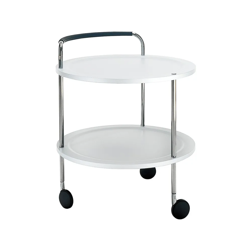 Trolley Round basic serving trolley, White, chrome frame SMD Design