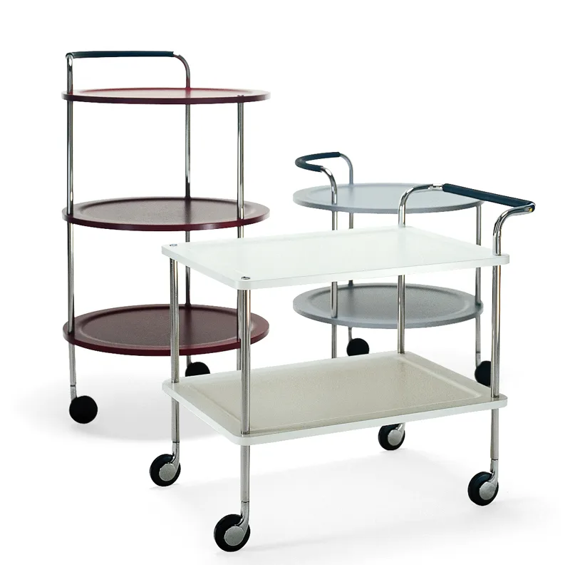 Trolley Round basic serving trolley, Wine red, chrome frame SMD Design