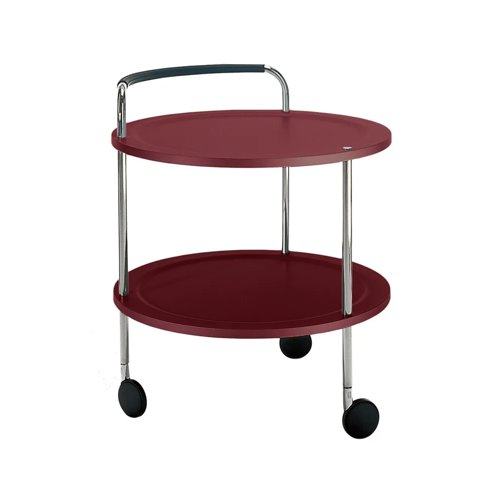 Trolley Round basic serving trolley, Wine red, chrome frame SMD Design