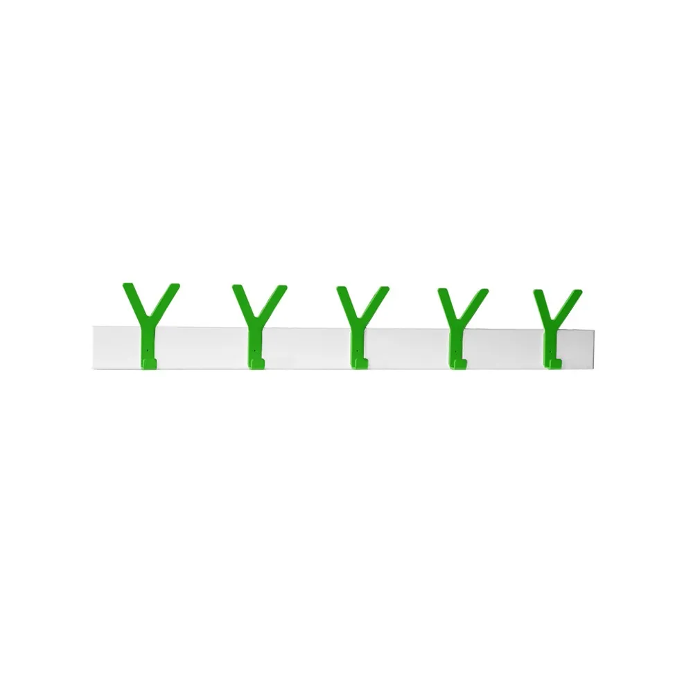 Y Hook rack, White, 5 green hooks SMD Design