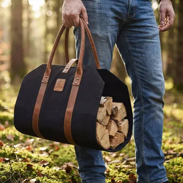 Solstickan firewood basket canvas - Black - Solstickan Design