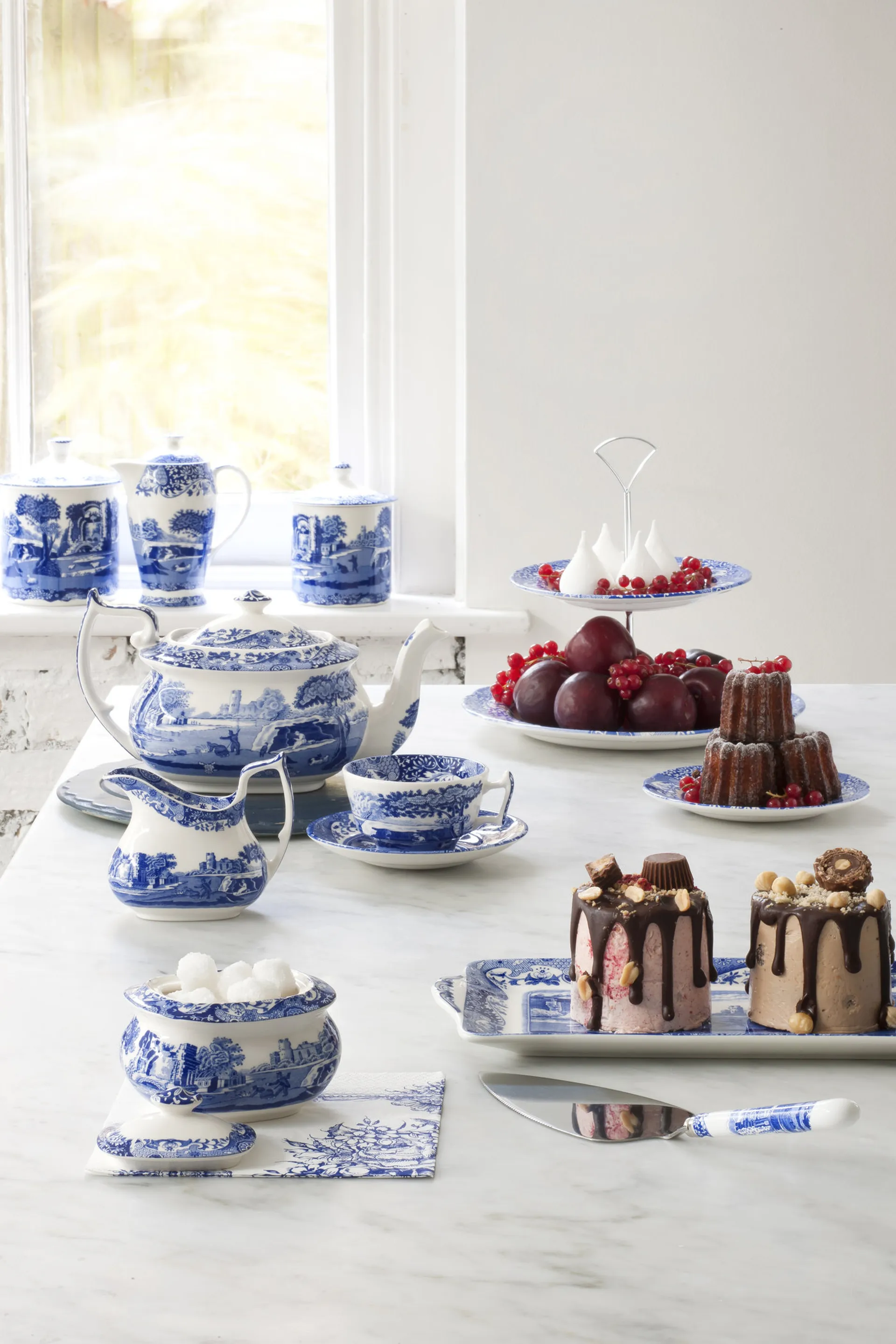 Blue Italian cake slice 25 cm, Ceramic-stainless steel Spode