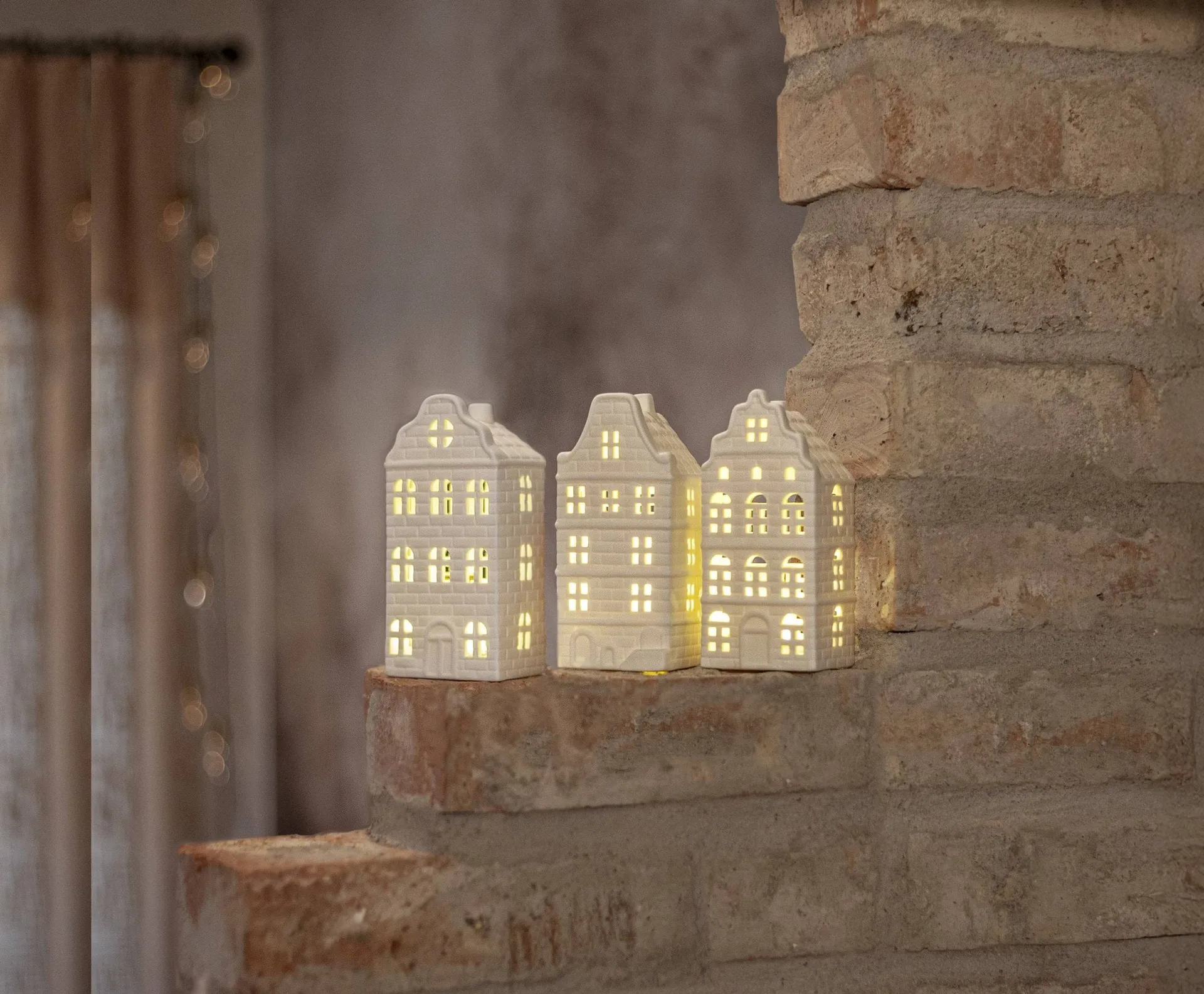Indoor winter décor, White house, 3-piece set Star Trading