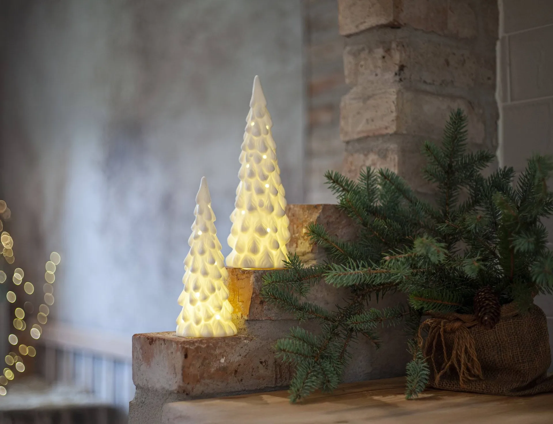 Indoor winter décor, White spruce, 2 pieces Star Trading