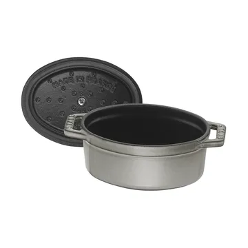 Staub La Cocotte oval mini casserole cast iron 0.25 L - Graphite gray - STAUB
