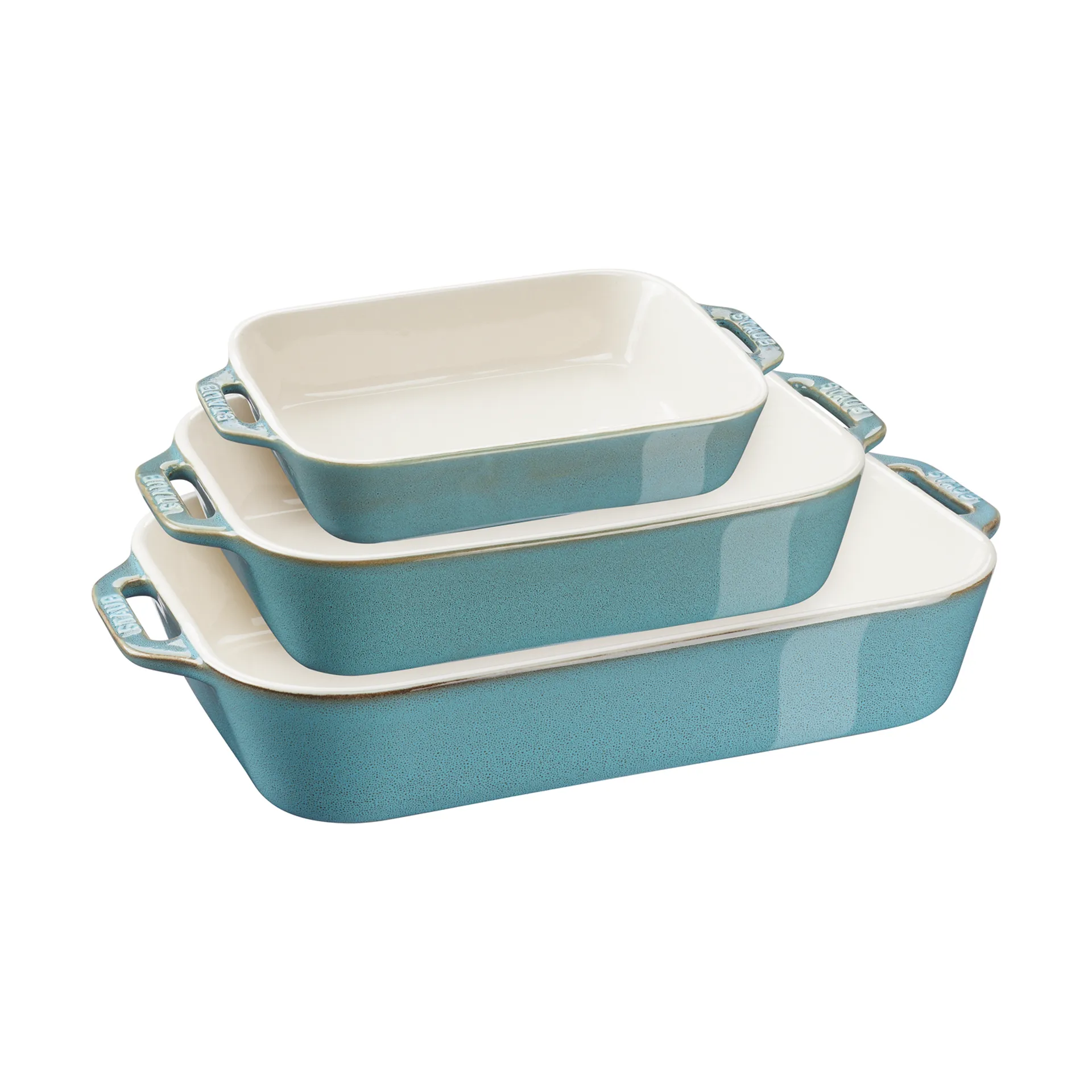 Staub oven dishes 3 pieces, Antique turquoise STAUB