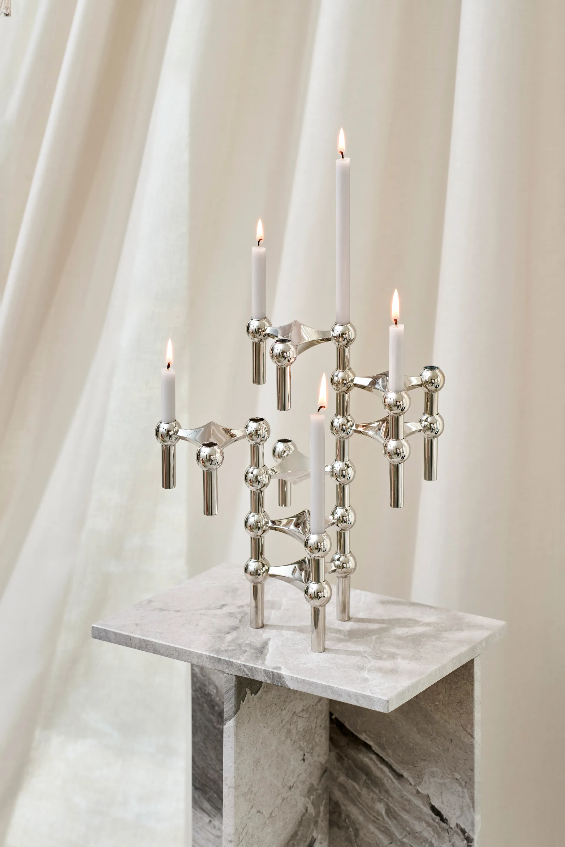 Nagel candles 12-pack, Linen grey STOFF Nagel