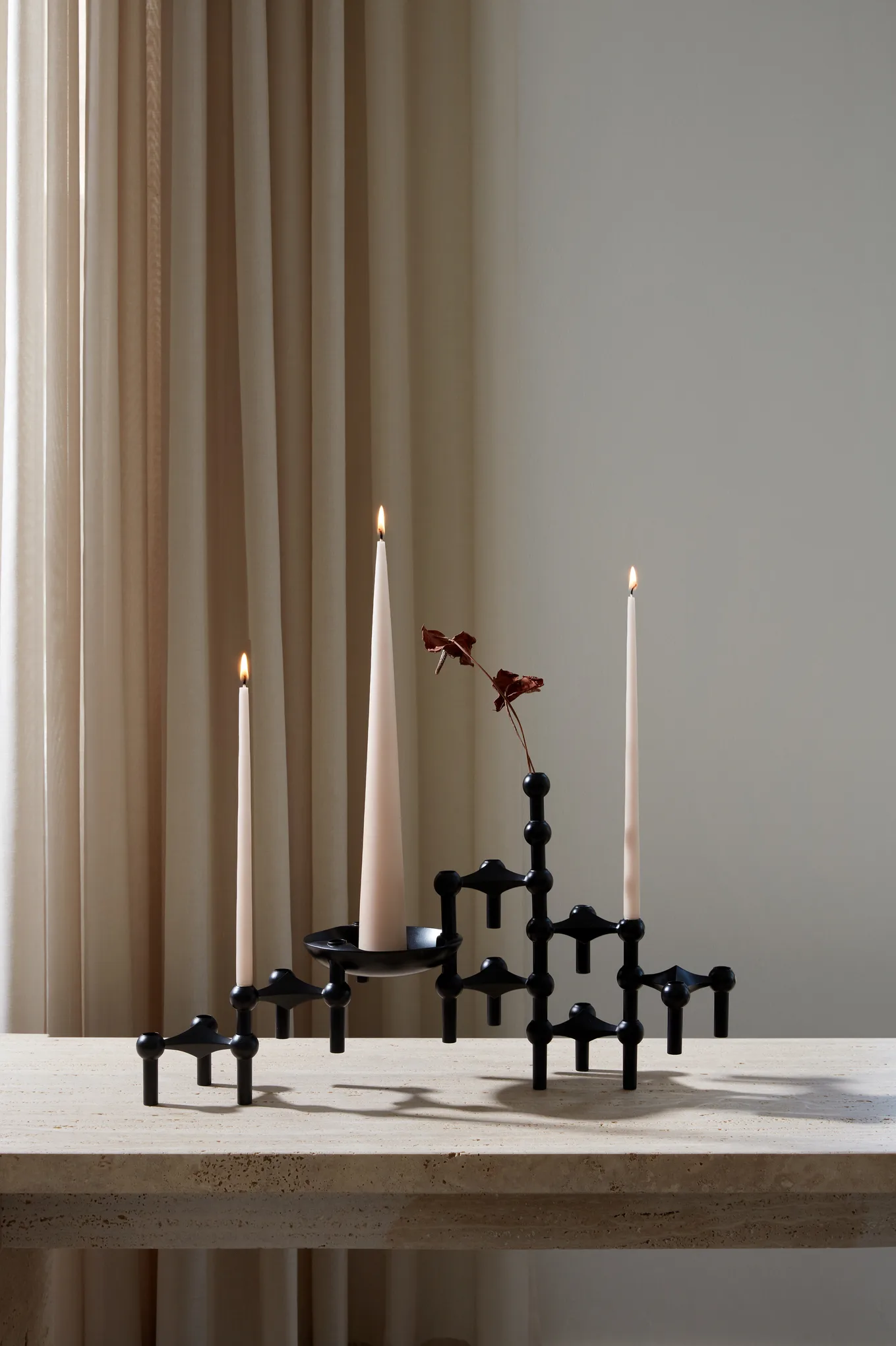 STOFF Nagel candle sticks 3-pack, black STOFF Nagel