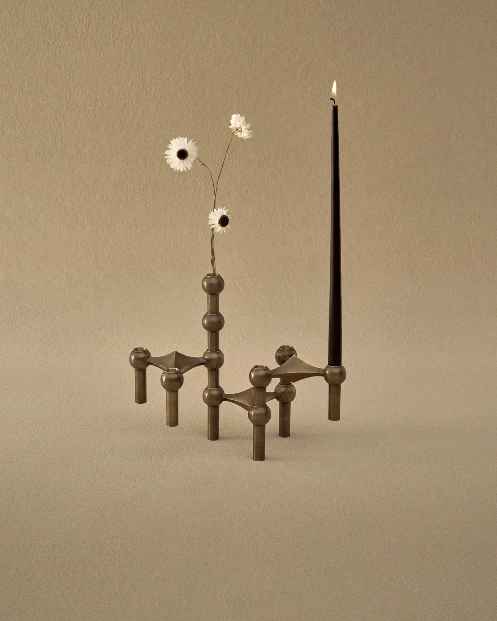STOFF Nagel candle sticks 3-pack, Bronzed brass STOFF Nagel