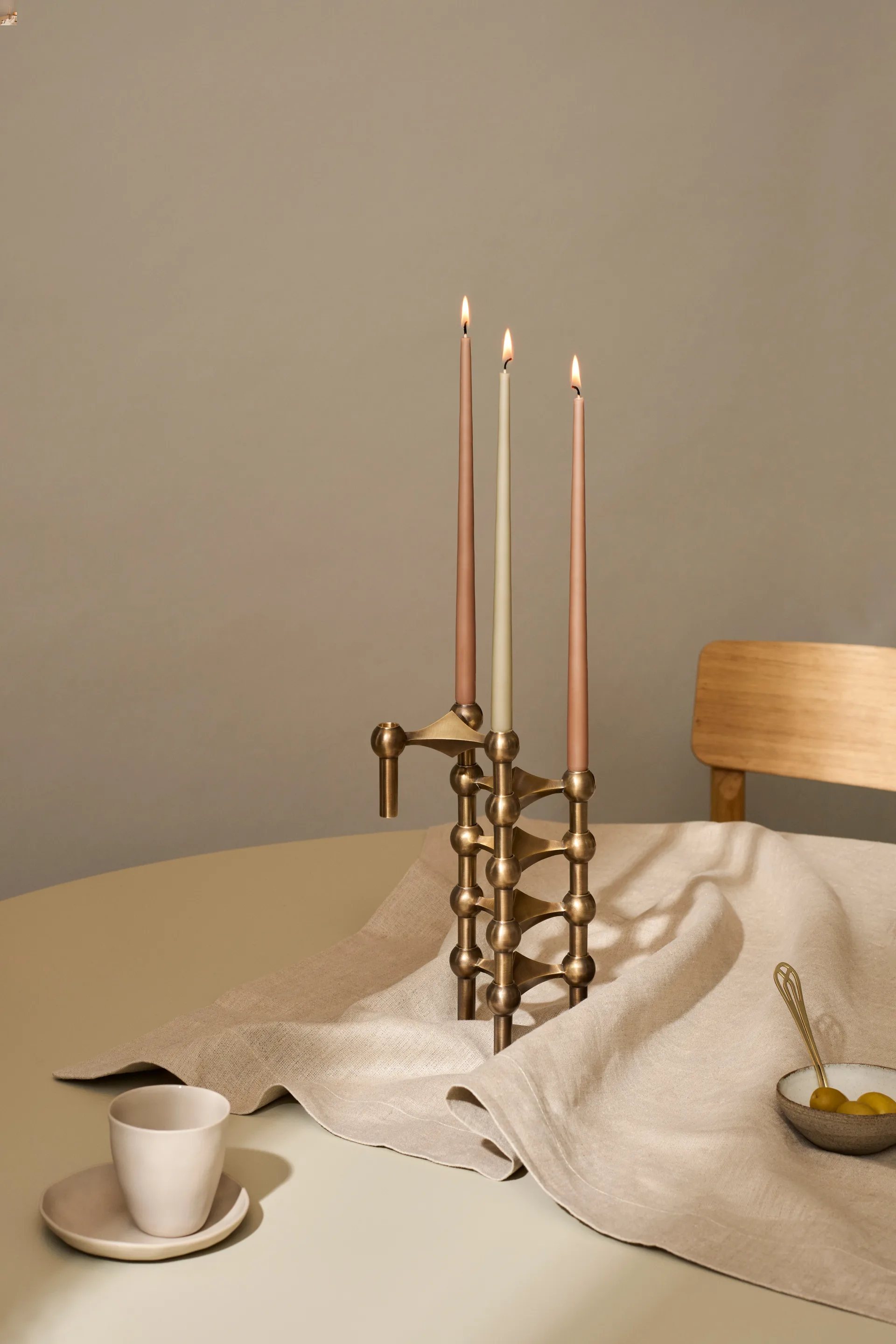 STOFF Nagel candle sticks 3-pack, Bronzed brass STOFF Nagel