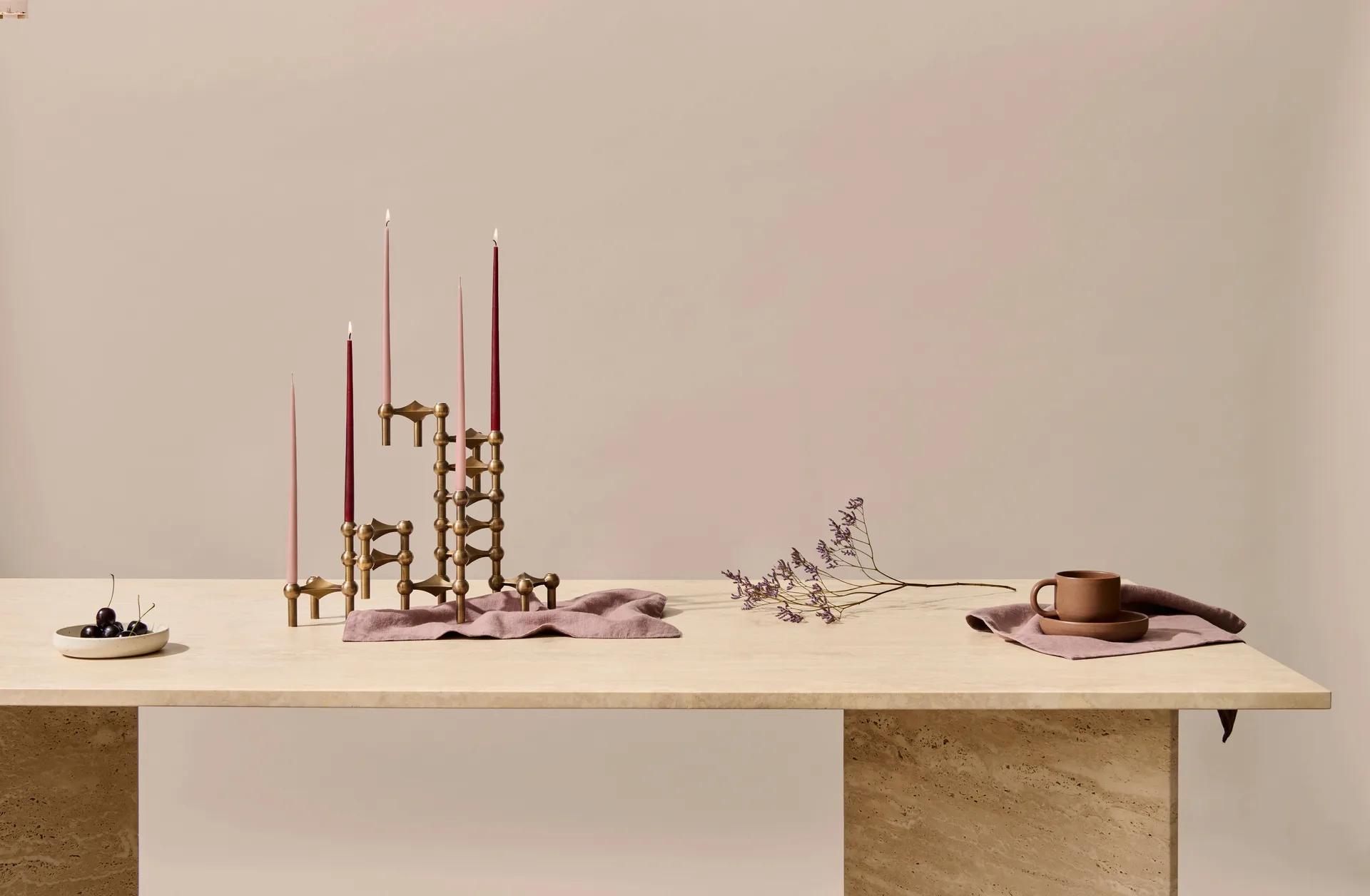 STOFF Nagel candle sticks 3-pack, Bronzed brass STOFF Nagel