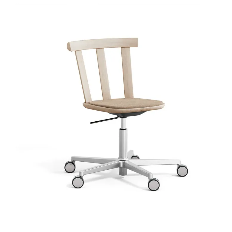 Alt chair swivel base upholstered seat oak, Hallingdal 65-200 beige-light matte lacquer Stolab