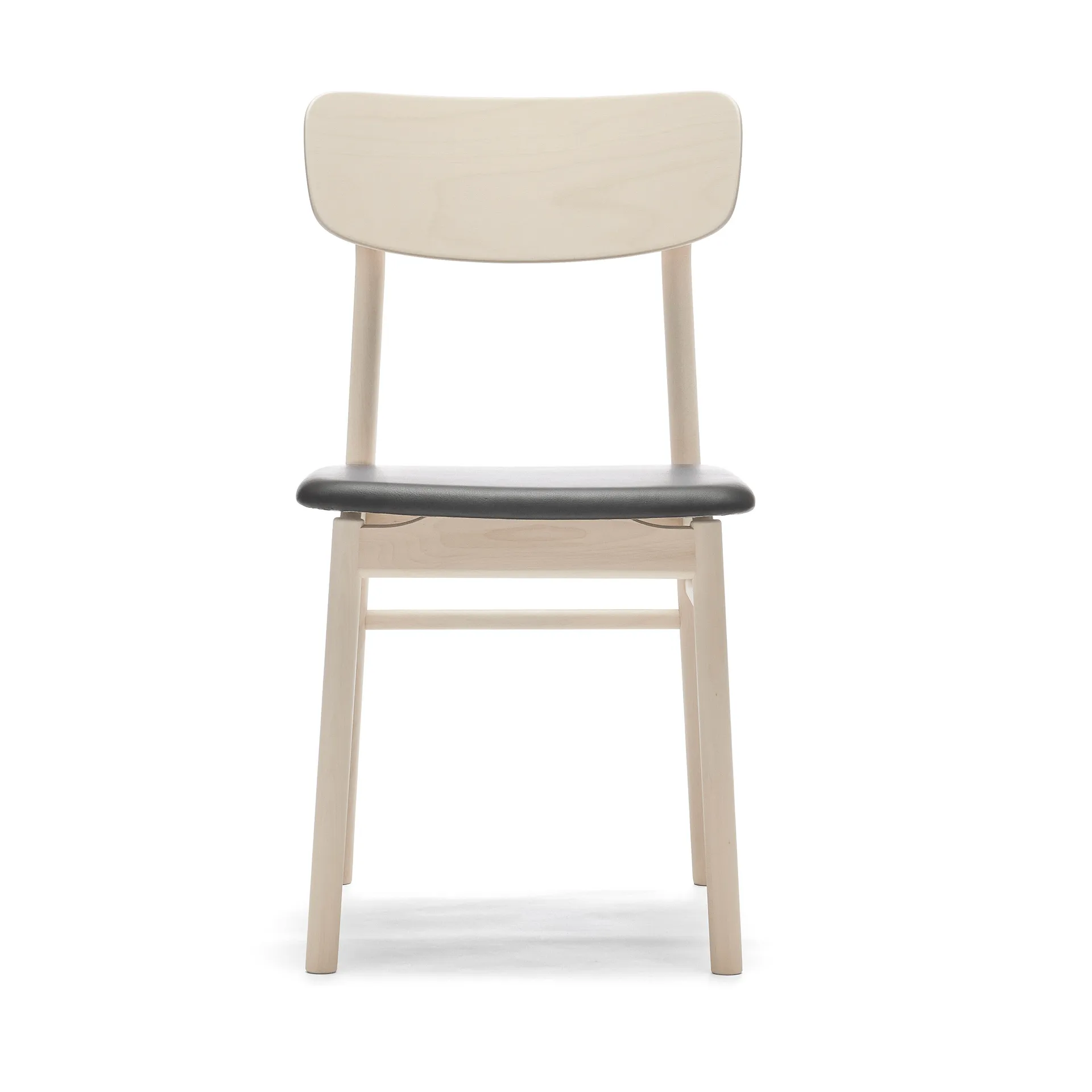 Prima Vista chair white-oiled birch, Leather Elmosoft 99001 black Stolab