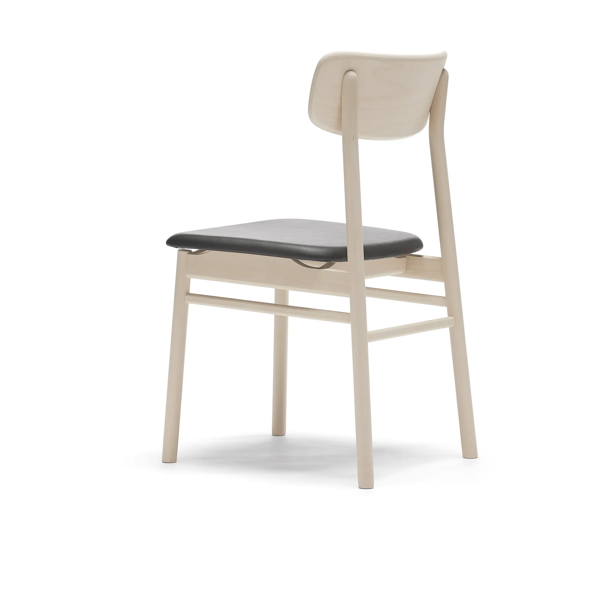 Prima Vista chair white-oiled birch, Leather Elmosoft 99001 black Stolab