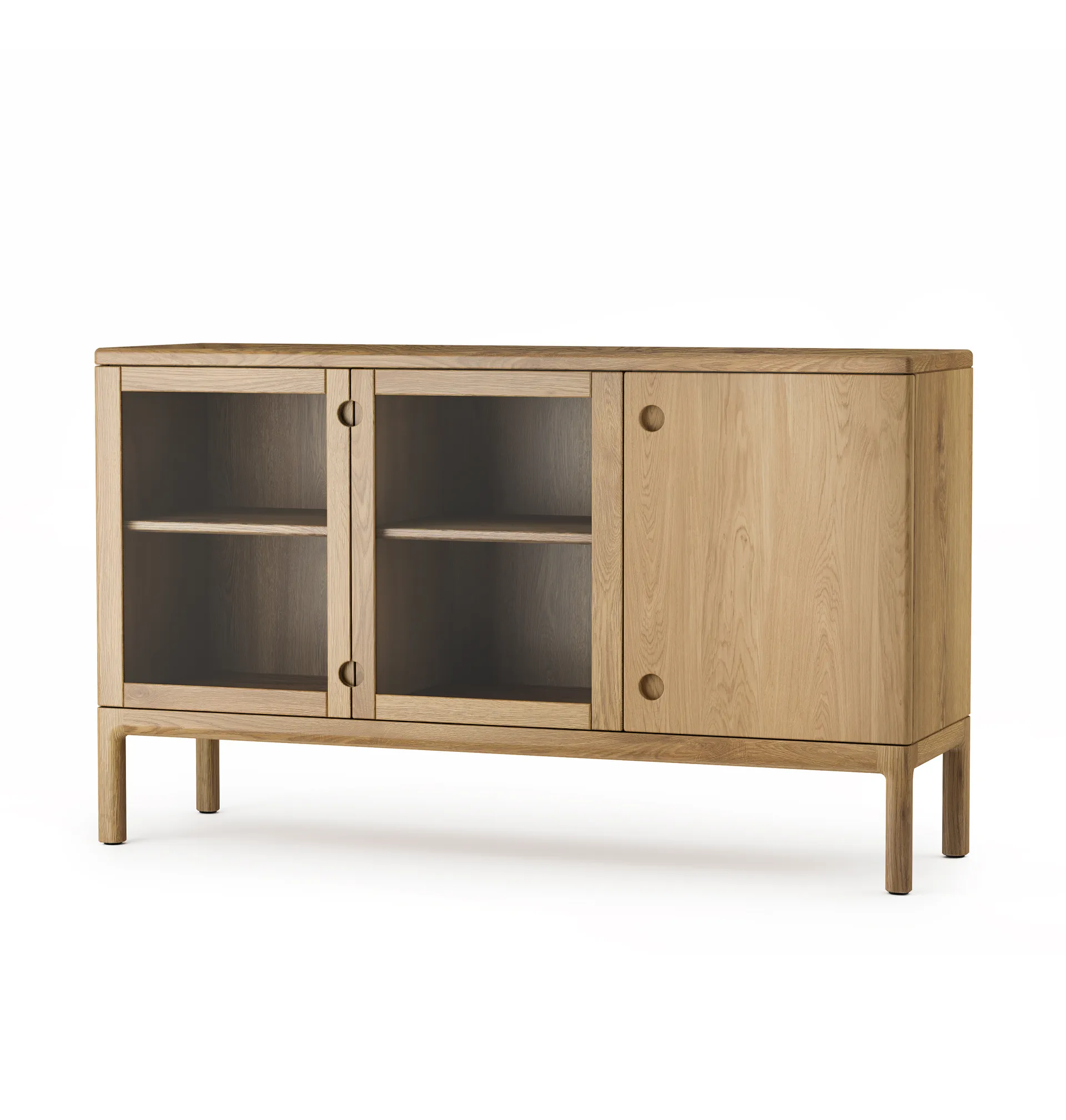 Prio Mellan bench, Oak natural oil. glass door Stolab