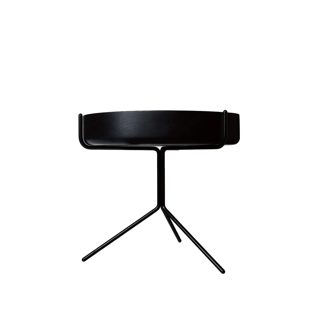 Drum table, Black glazed-h.36cm-black stand Swedese