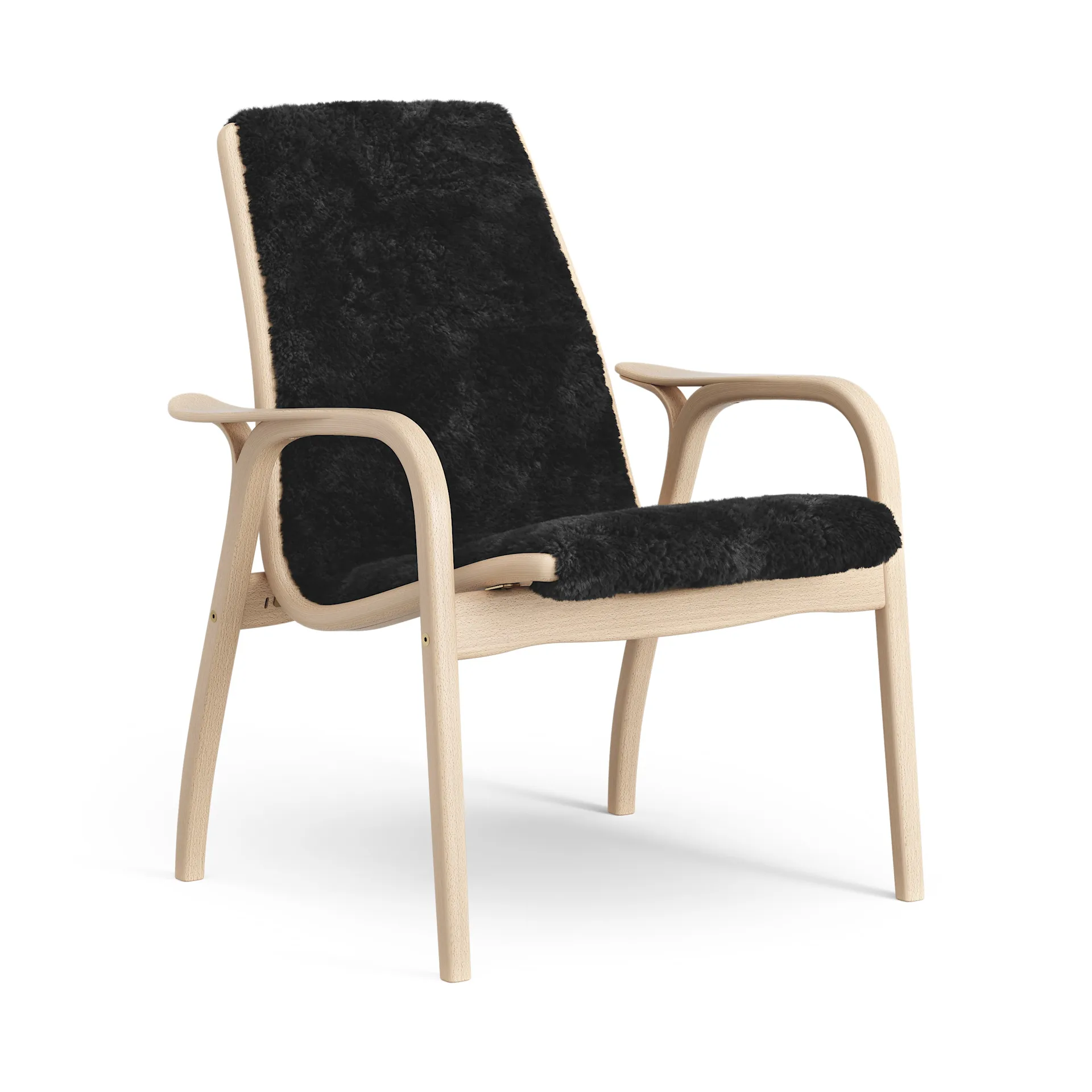 Laminett arm chair laquered beech/sheep skin, Black (black) Swedese