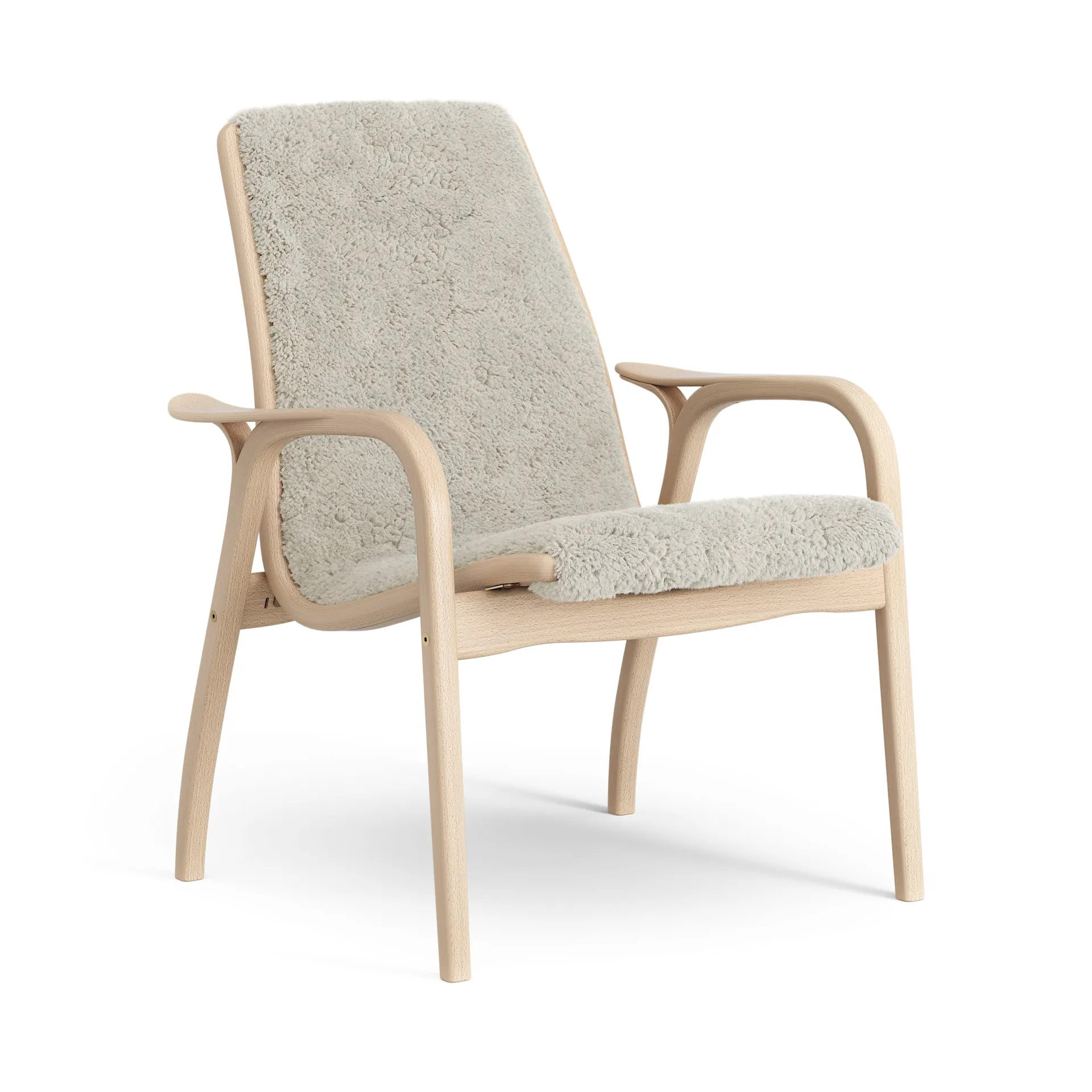 Laminett arm chair laquered beech/sheep skin, Moonlight (beige) Swedese