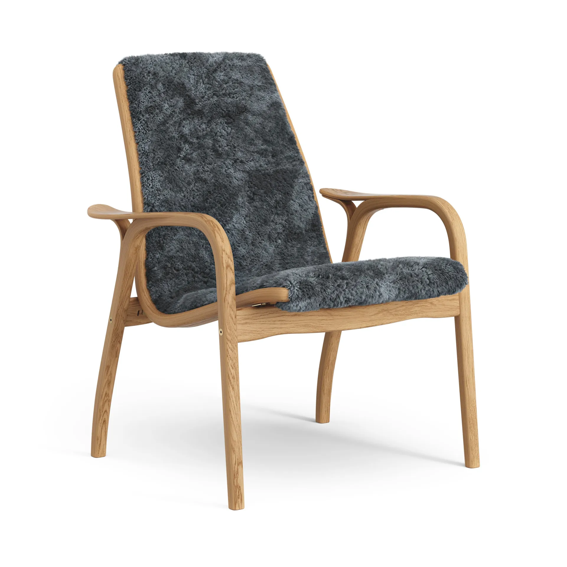 Laminett arm chair oiled oak/sheep skin, Charcoal (dark grey) Swedese