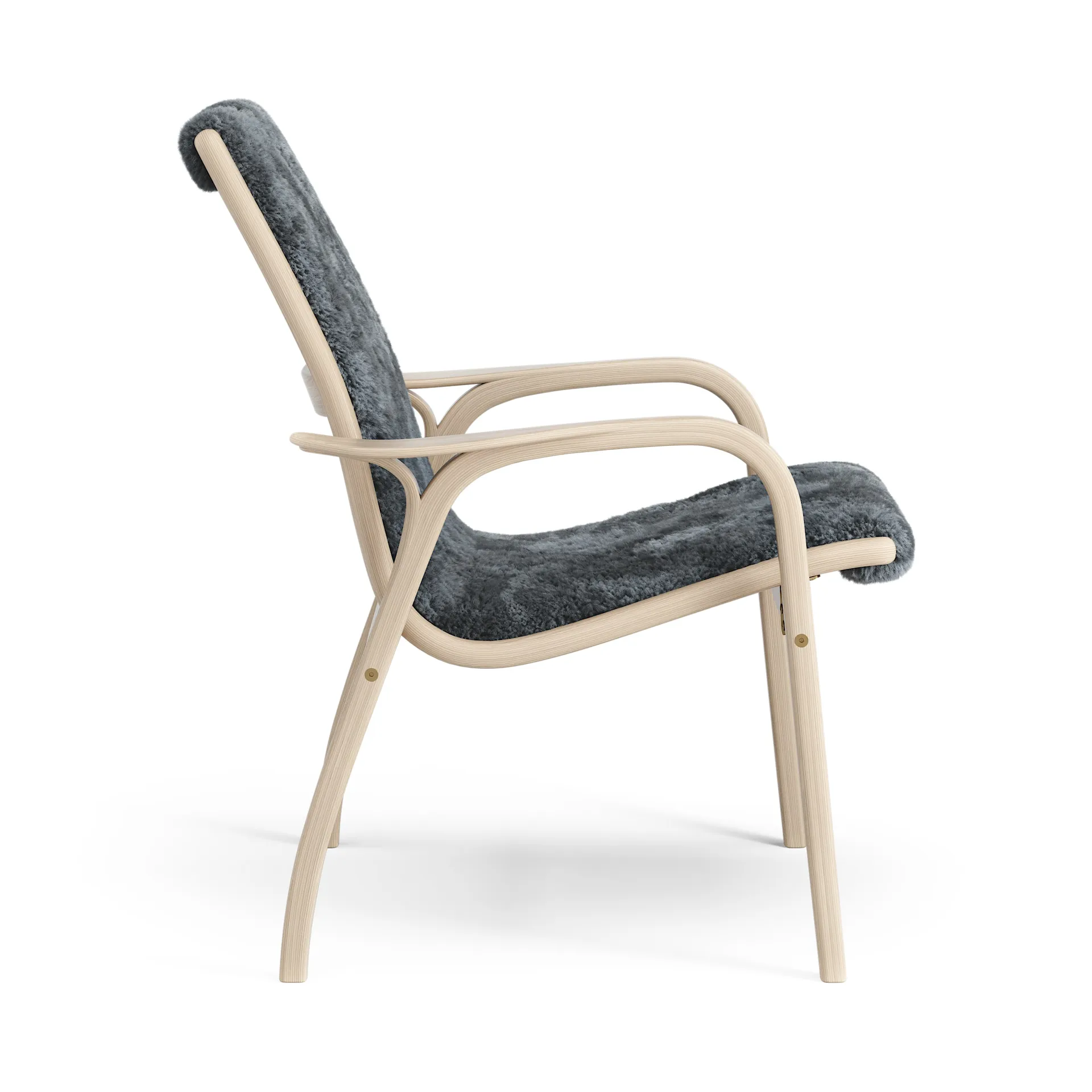 Laminett arm chair white pigmented oak/sheep skin, Charcoal (dark grey) Swedese