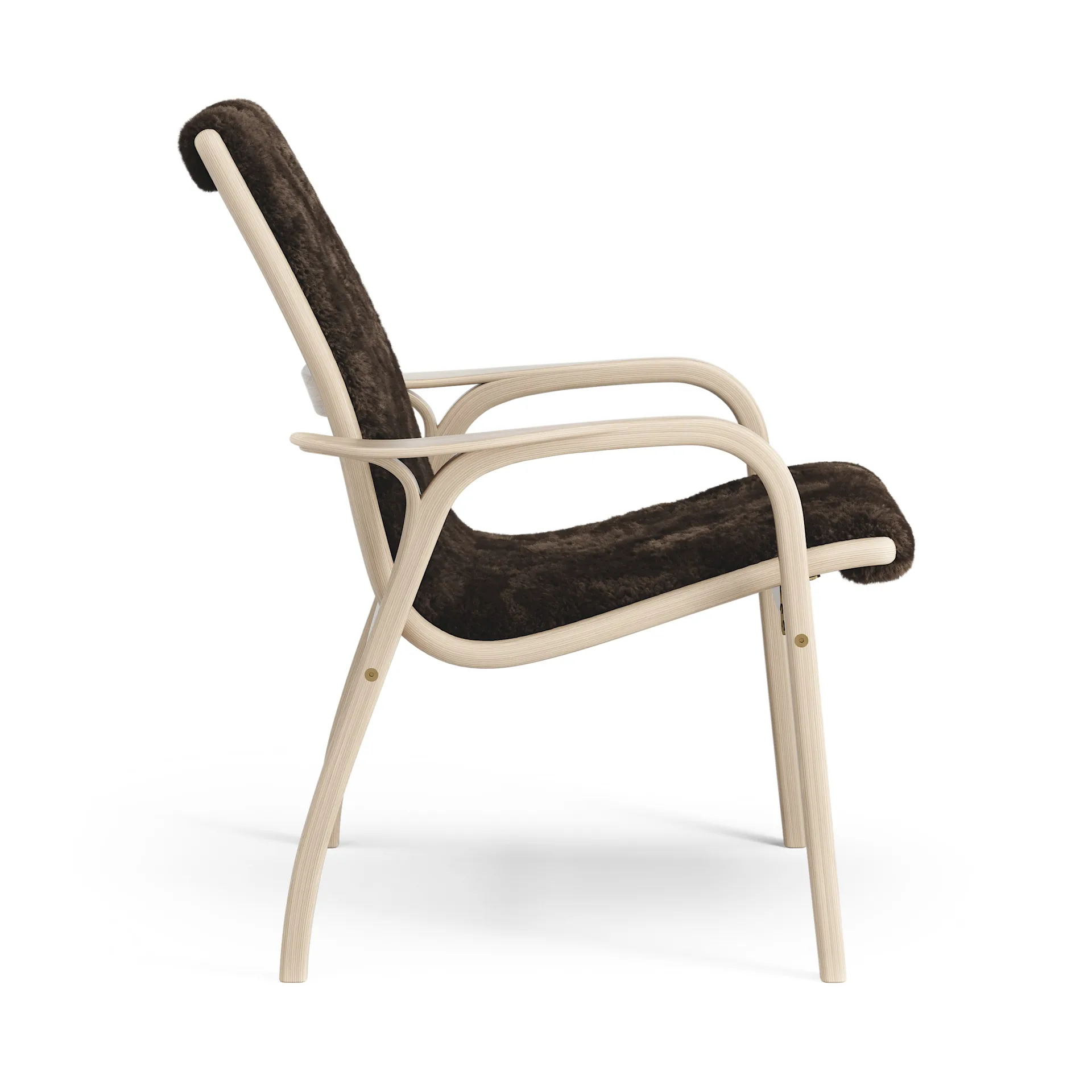 Laminett arm chair white pigmented oak/sheep skin, Espresso (brown) Swedese