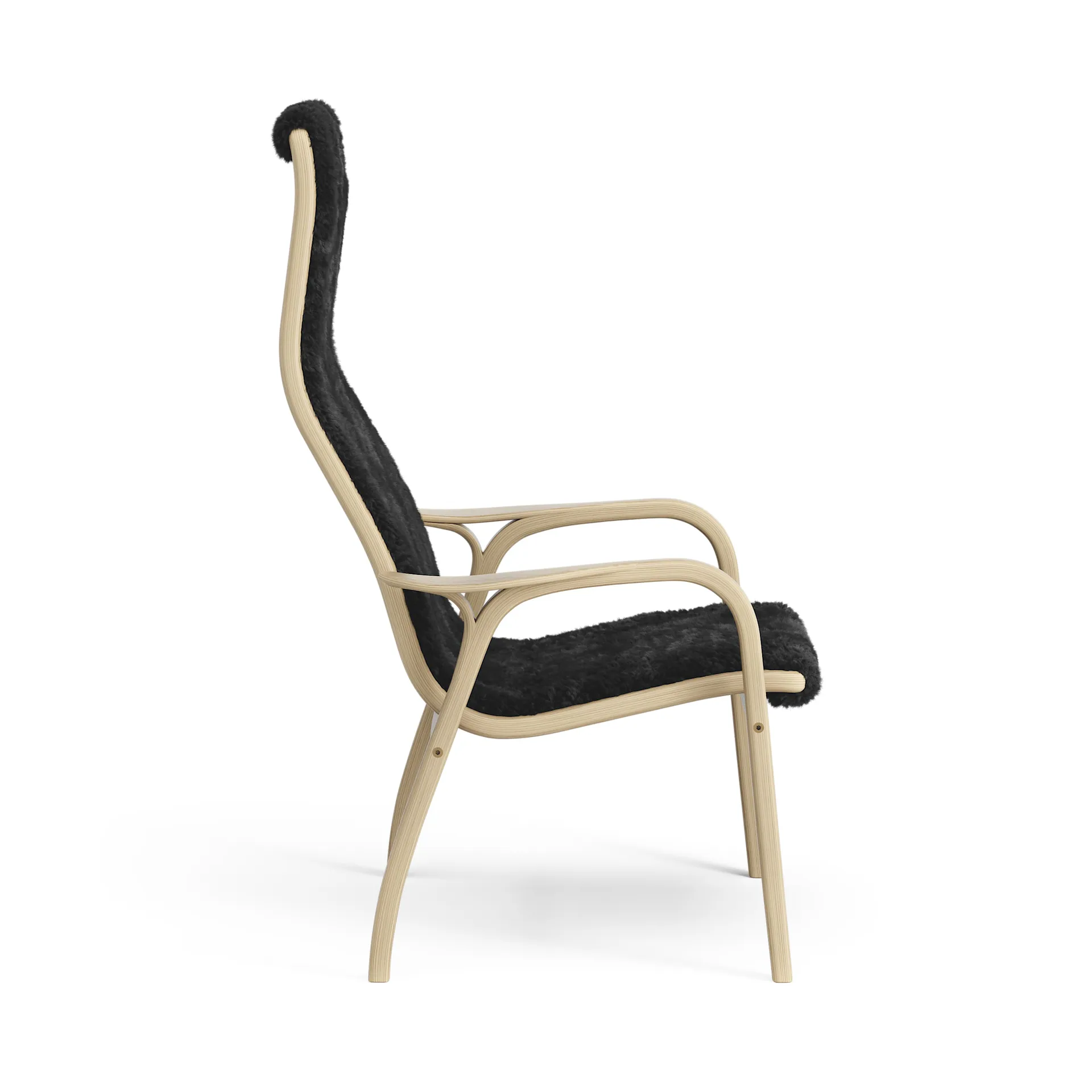 Lamini children's arm chair laquered oak/sheep skin, Black (black) Swedese