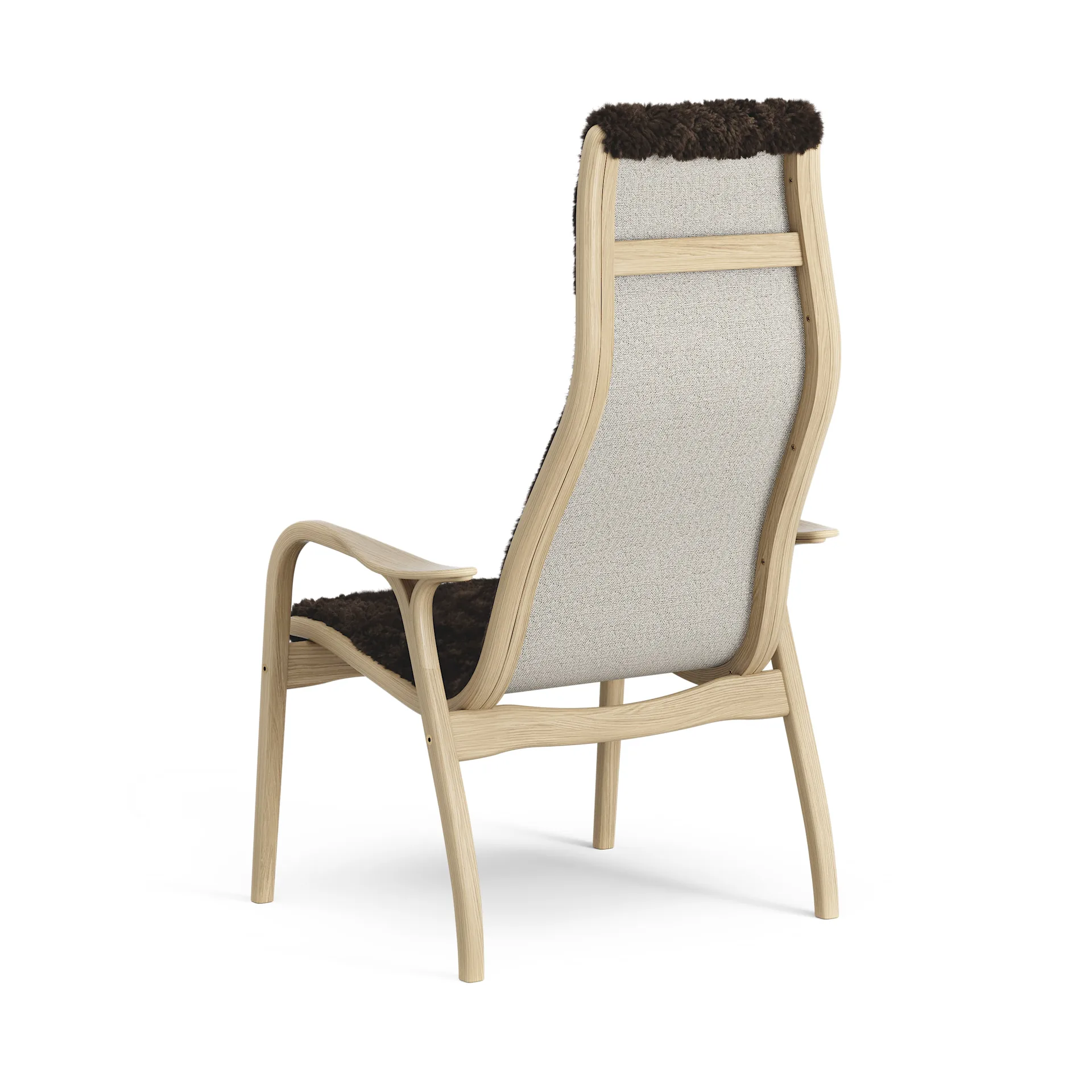 Lamini children's arm chair laquered oak/sheep skin, Espresso (brown) Swedese