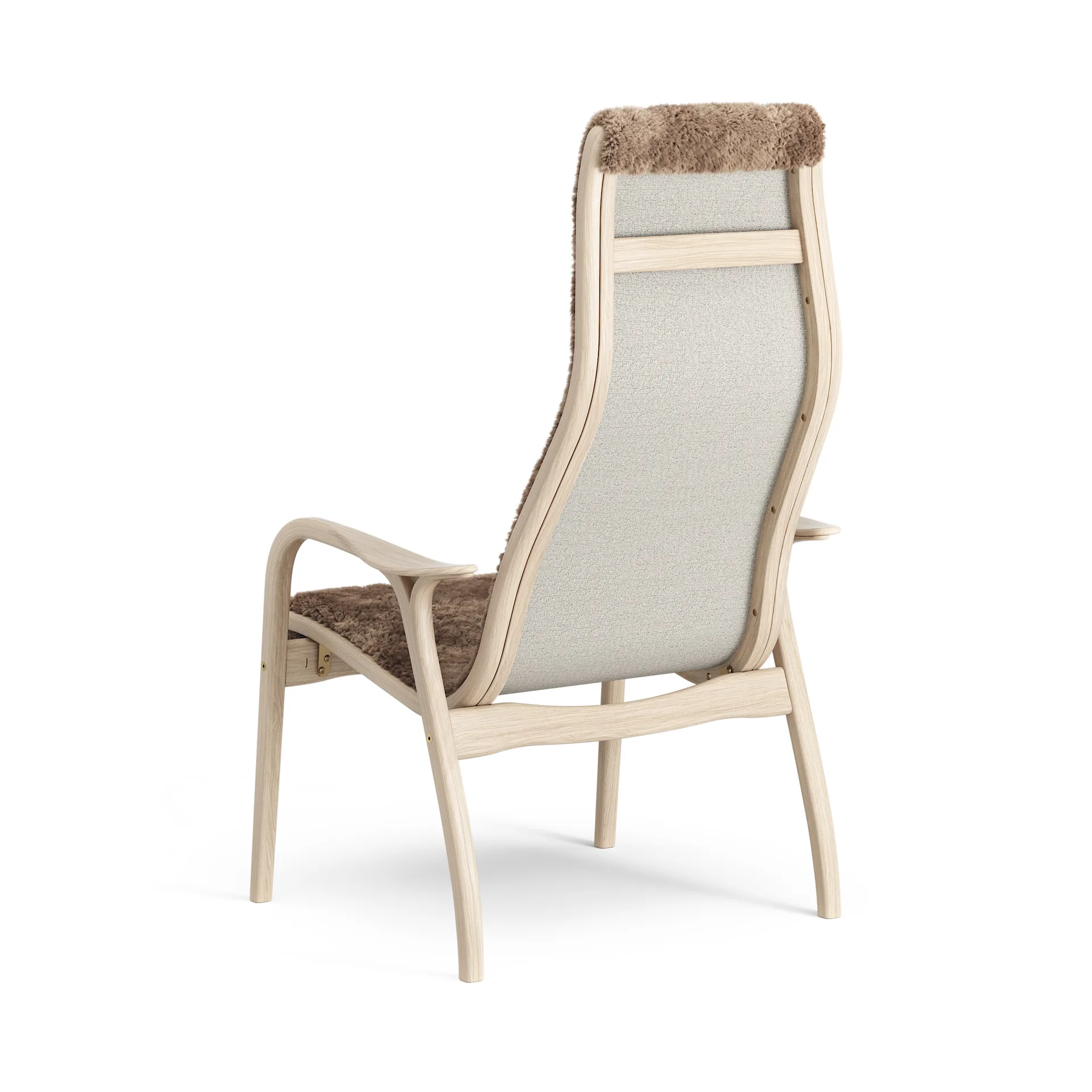 Lamino arm chair white pigmented oak/sheep skin, Sahara (nougat brown) Swedese