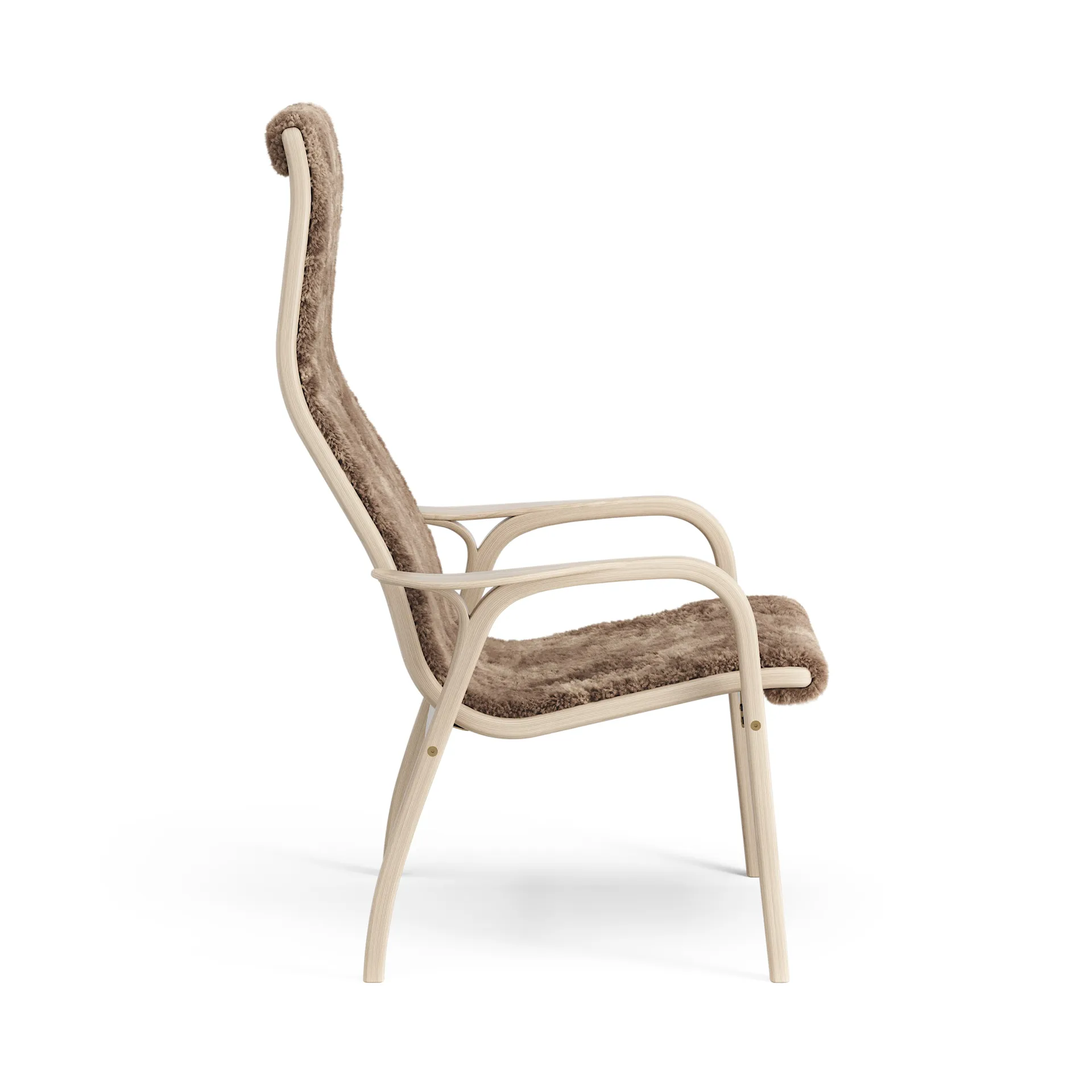 Lamino arm chair white pigmented oak/sheep skin, Sahara (nougat brown) Swedese
