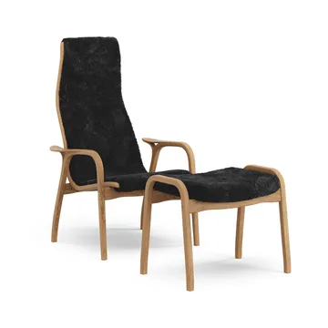 Lamino armchair and footstool - Sheepskin Black-oiled oak - Swedese