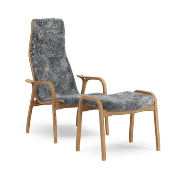 Lamino armchair and footstool - Sheepskin Scandinavian grey-oiled oak - Swedese