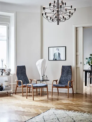 Lamino armchair and footstool - Sheepskin Scandinavian grey-oiled oak - Swedese