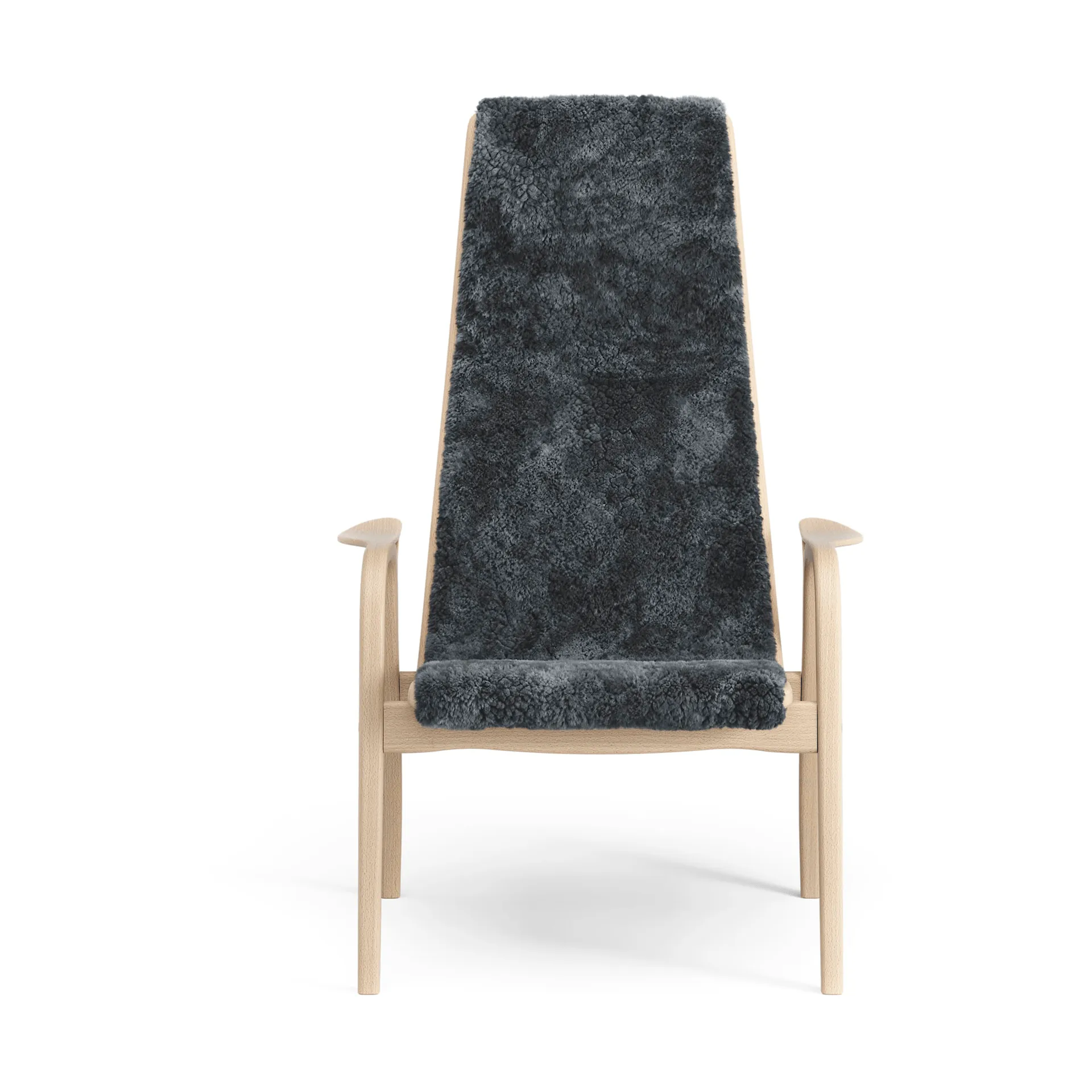 Lamino armchair, Sheepskin Charcoal-lacquered beech Swedese