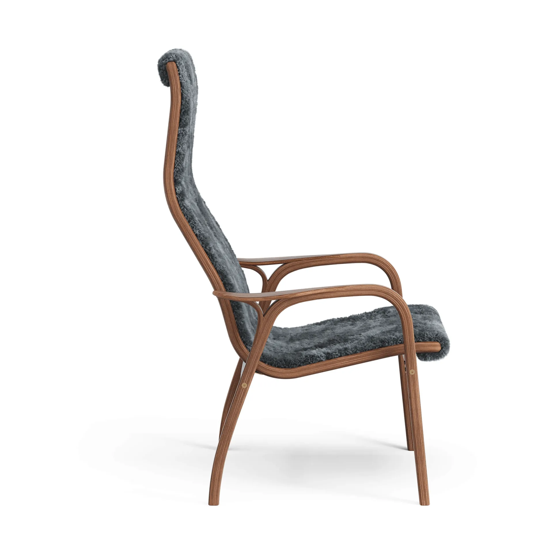 Lamino armchair, Sheepskin Charcoal-lacquered walnut Swedese