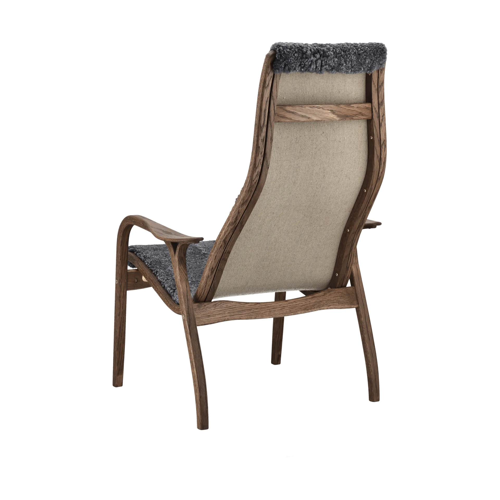 Lamino armchair, Sheepskin Charcoall-Rubio Monocoat Chocolate Swedese