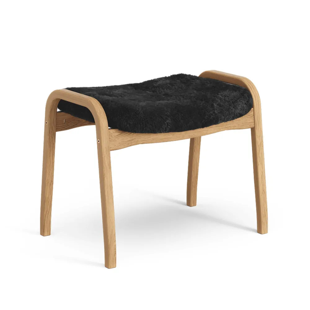 Lamino footstool, Sheepskin black, oiled oak Swedese