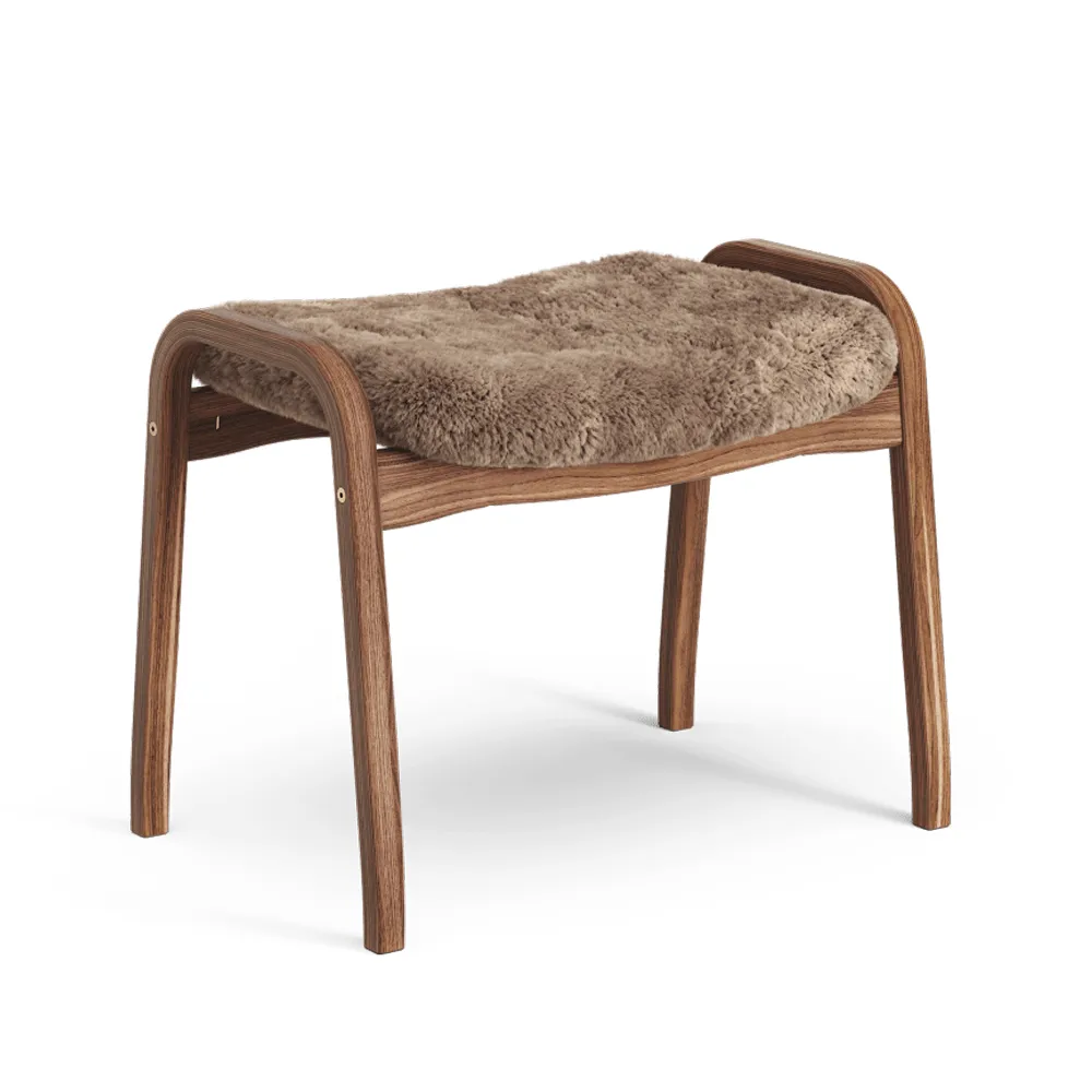Lamino footstool, Sheepskin sahara, natural lacquered walnut Swedese