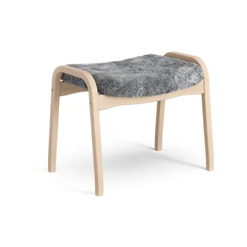 Lamino footstool - Sheepskin Scandinavian grey-lacquered beech - Swedese