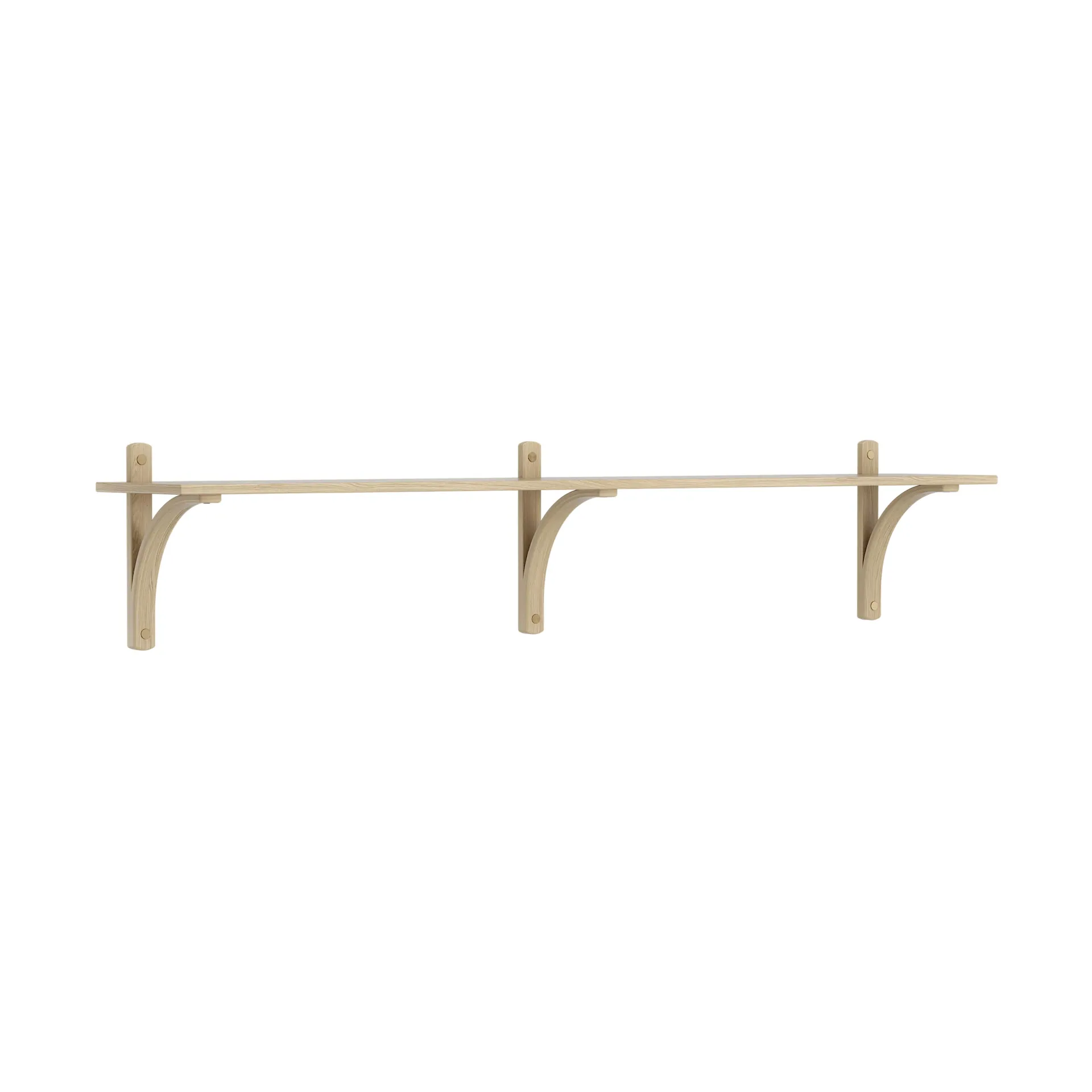 Levi shelf 1 shelf level, Natural lacquered oak-brass, 180 cm Swedese