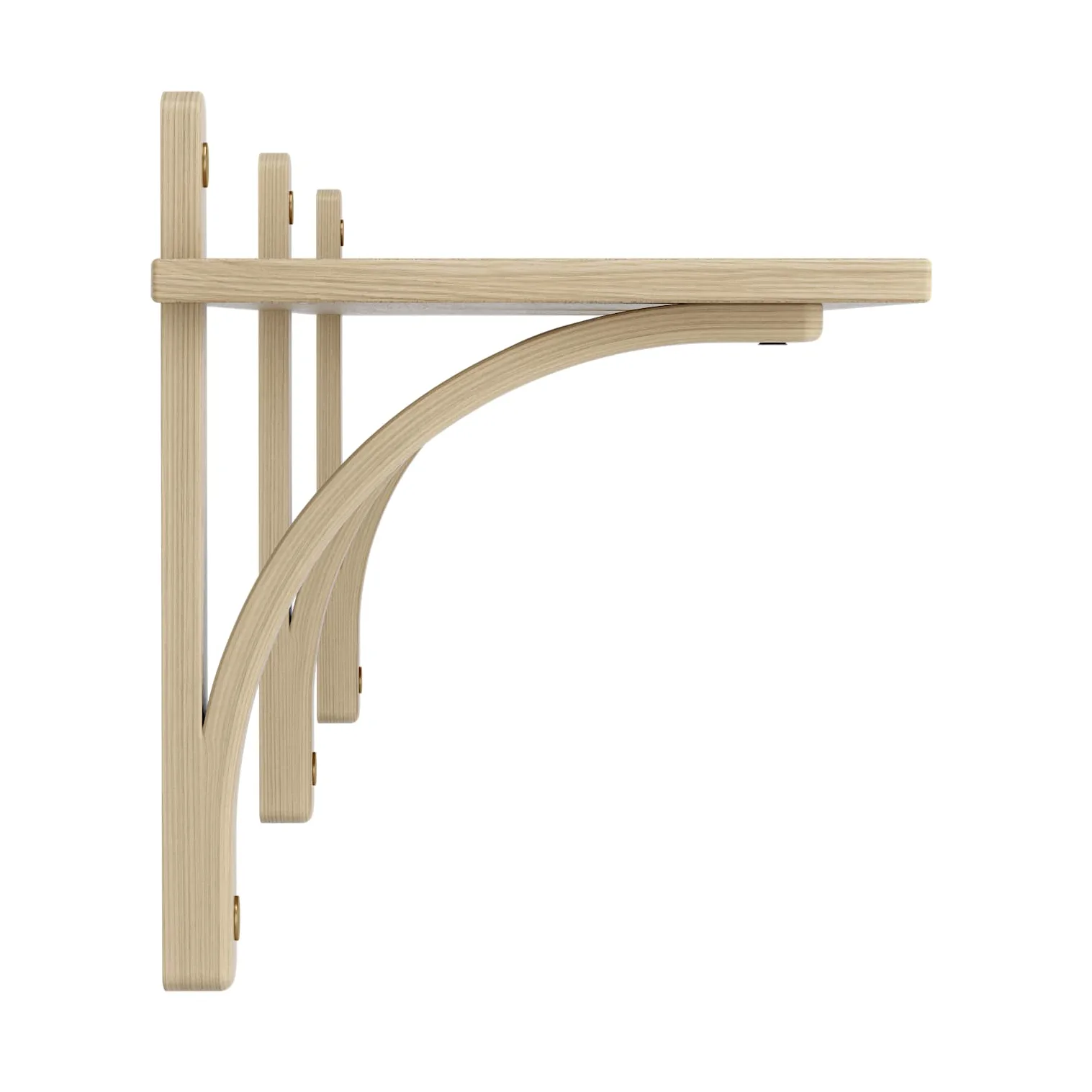 Levi shelf 1 shelf level, Natural lacquered oak-brass, 180 cm Swedese