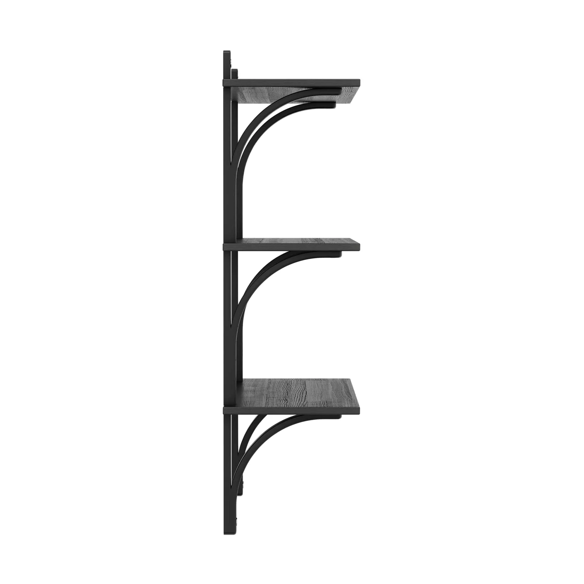 Levi shelf 3 shelves, Black stained ash-aluminium, 90 cm Swedese