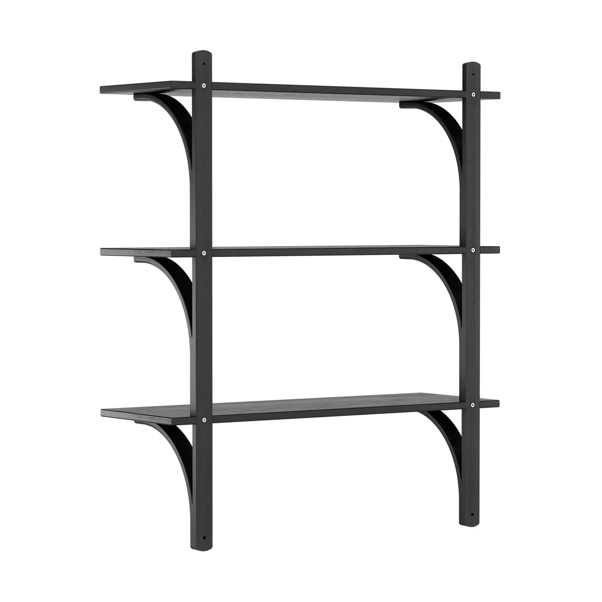 Levi shelf 3 shelves, Black stained ash-aluminium, 90 cm Swedese