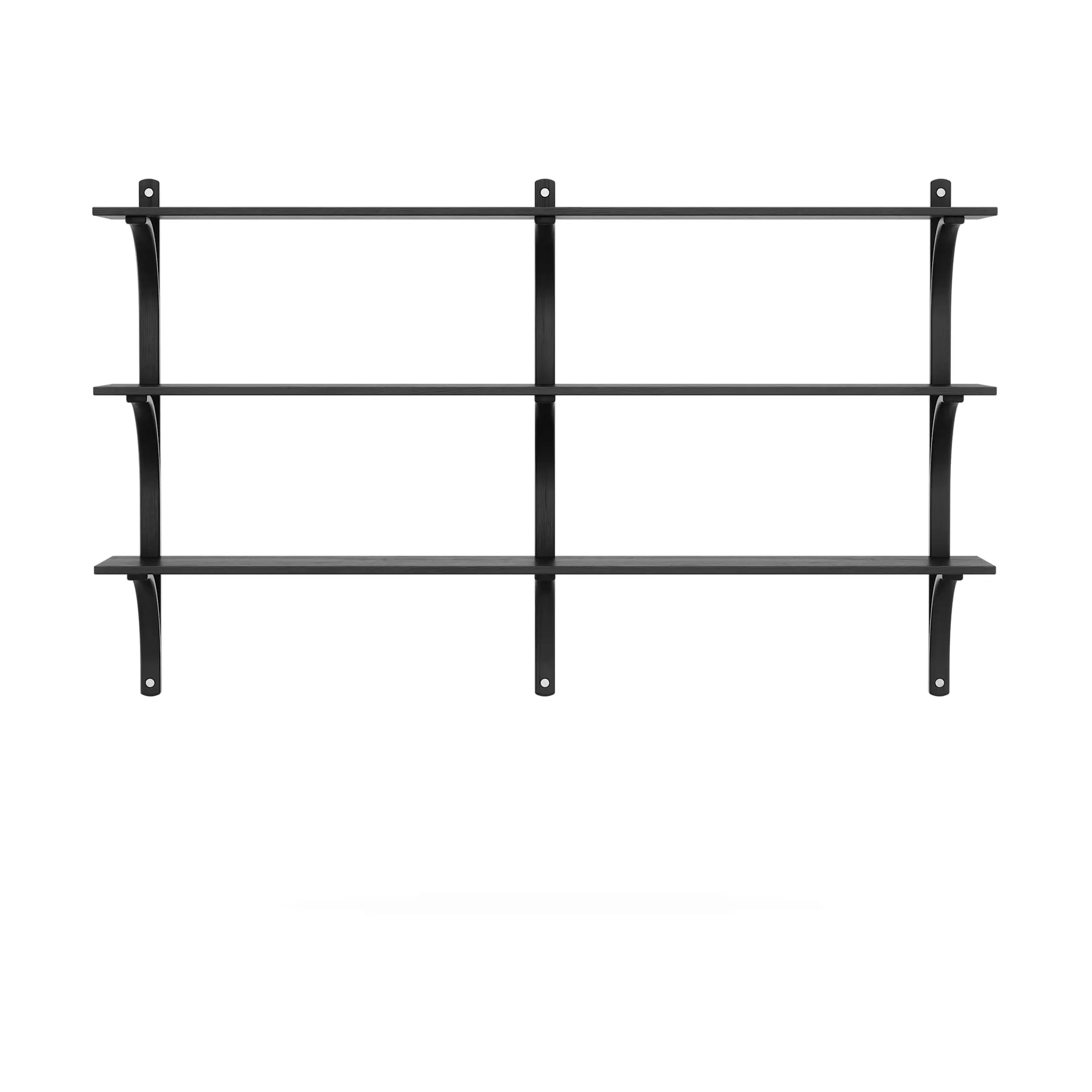 Levi shelf 3 shelves, Black-stained ash-aluminum, 180 cm Swedese