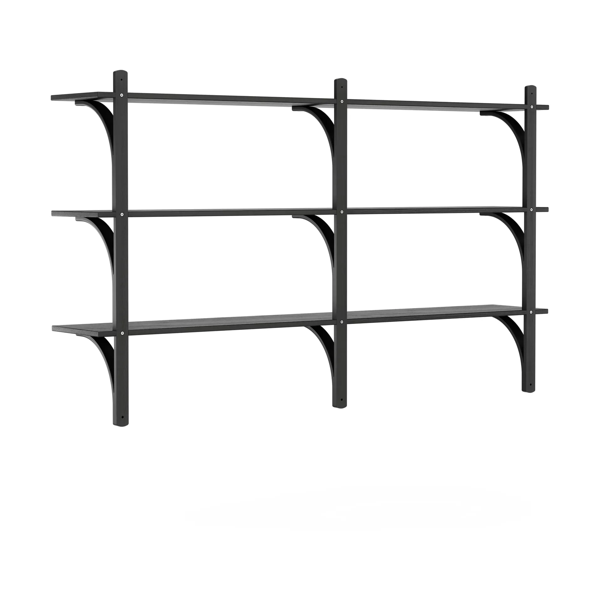 Levi shelf 3 shelves, Black-stained ash-brass, 180 cm Swedese