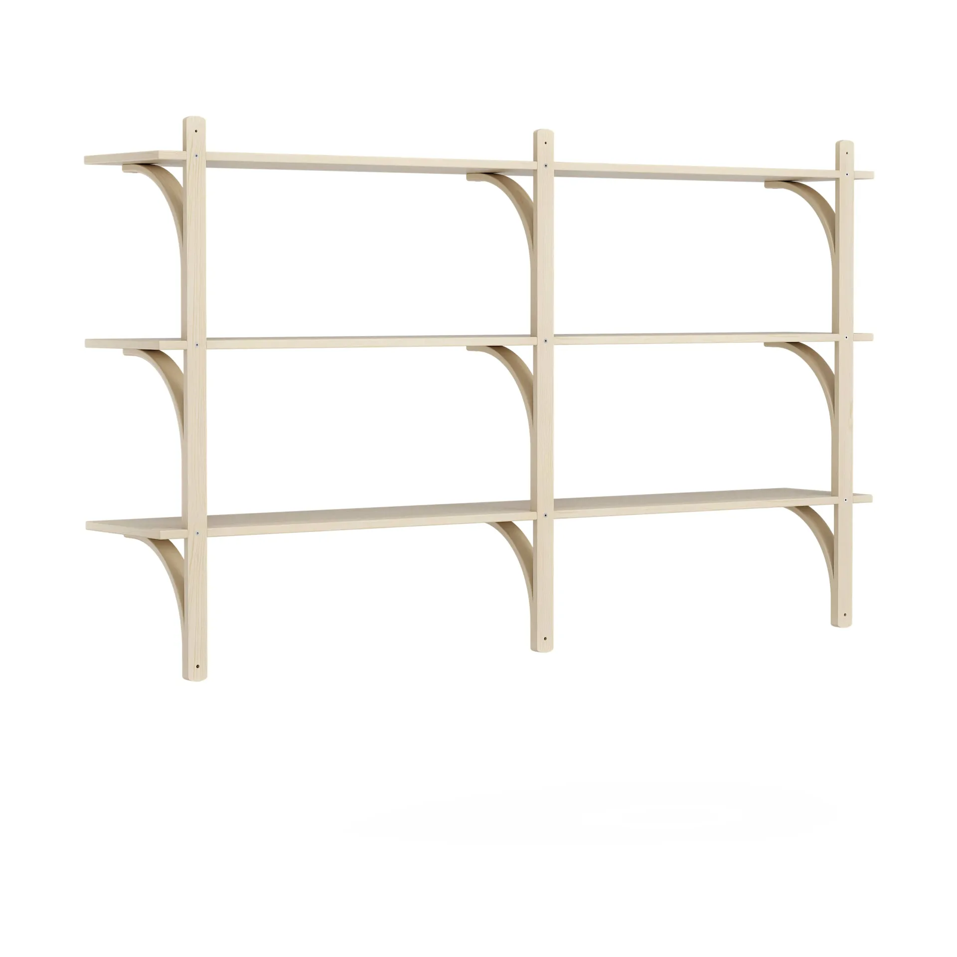Levi shelf 3 shelves, Natural lacquered ash-aluminium, 180 cm Swedese
