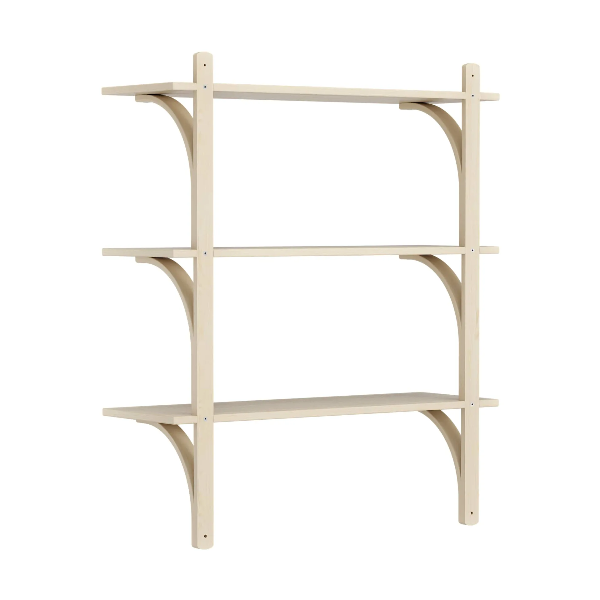 Levi shelf 3 shelves, Natural lacquered ash-brass, 90 cm Swedese