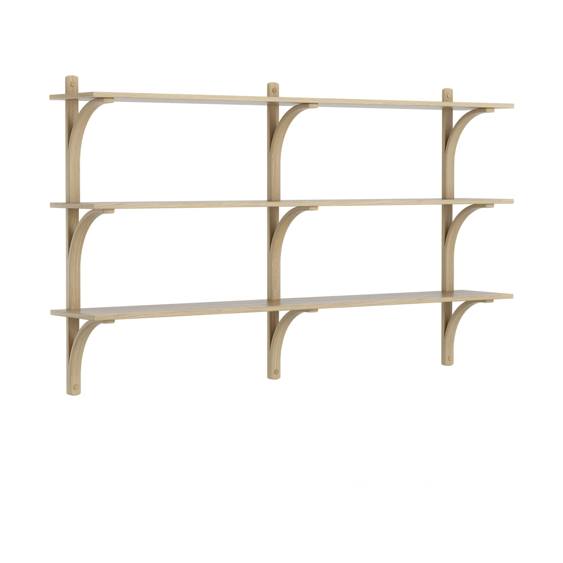 Levi shelf 3 shelves, Natural lacquered oak-brass, 180 cm Swedese