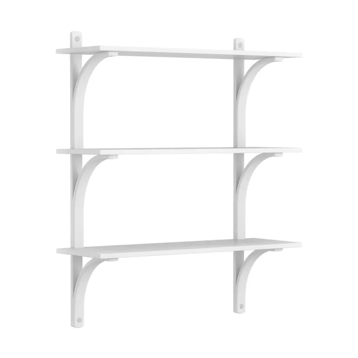Levi shelf 3 shelves - White lacquered ash-aluminium, 90 cm - Swedese