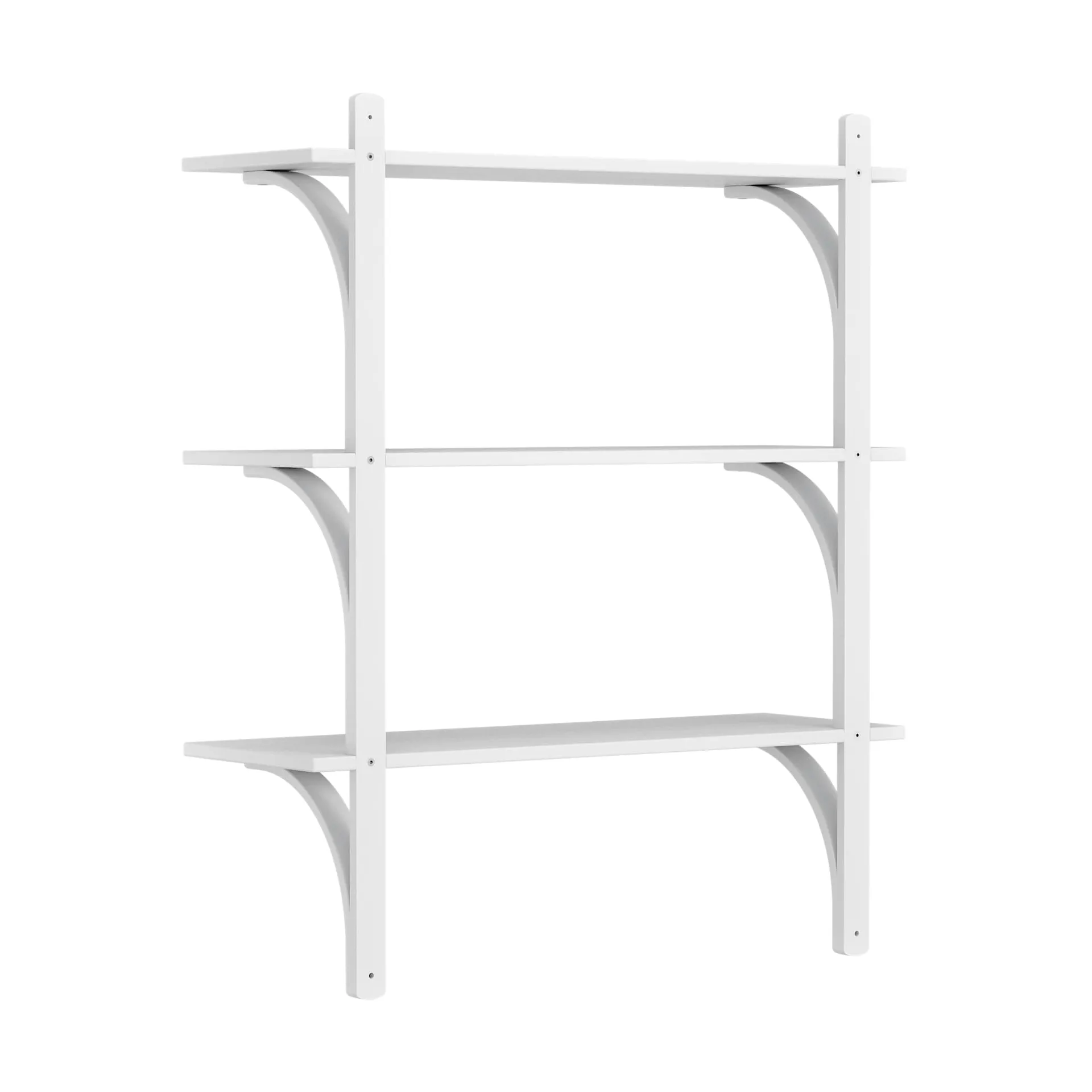 Levi shelf 3 shelves, White lacquered ash-aluminium, 90 cm Swedese