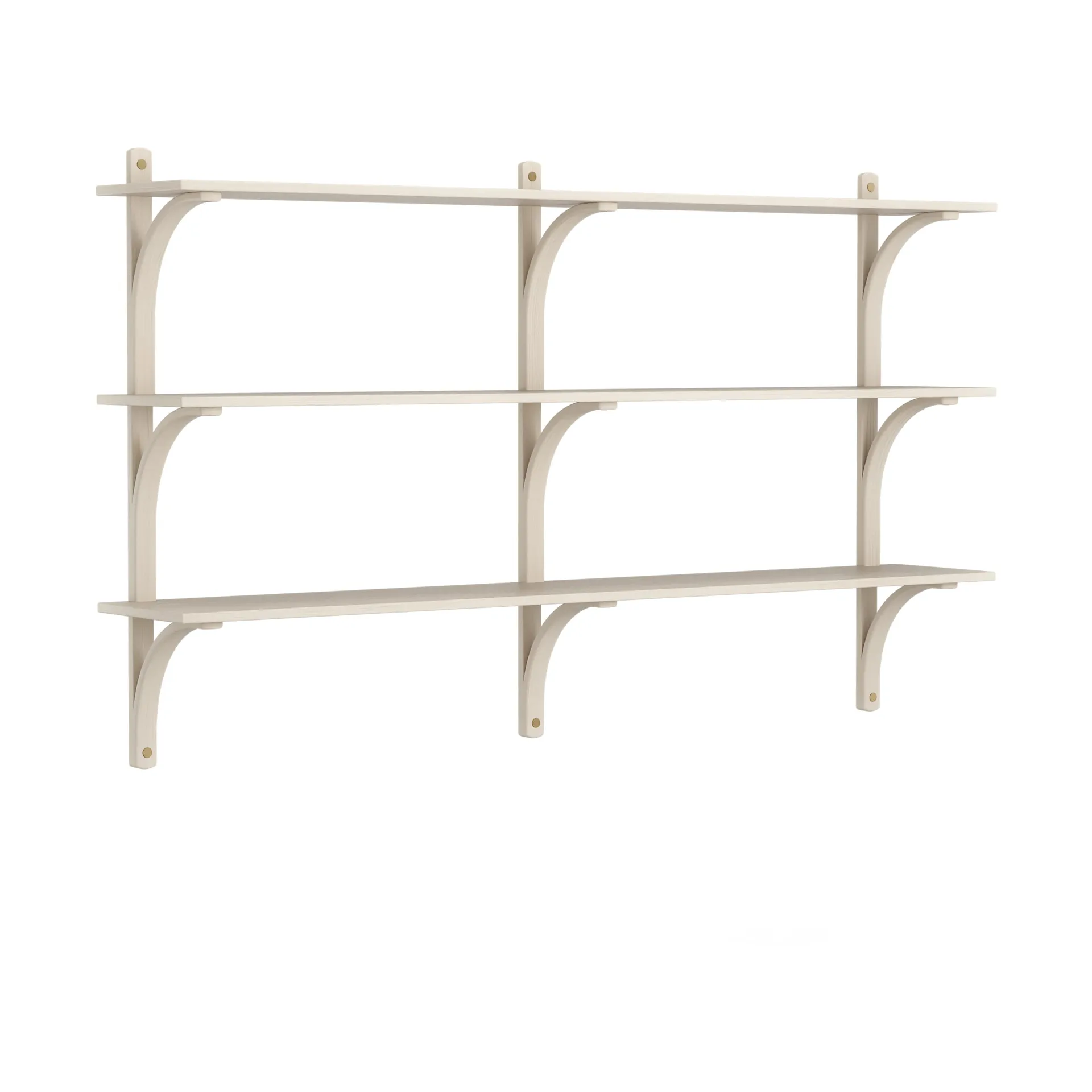 Levi shelf 3 shelves, White pigmented ash-brass, 180 cm Swedese